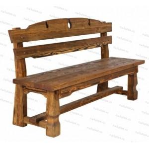 Скамейка деревянная со спинкой под старину Л04